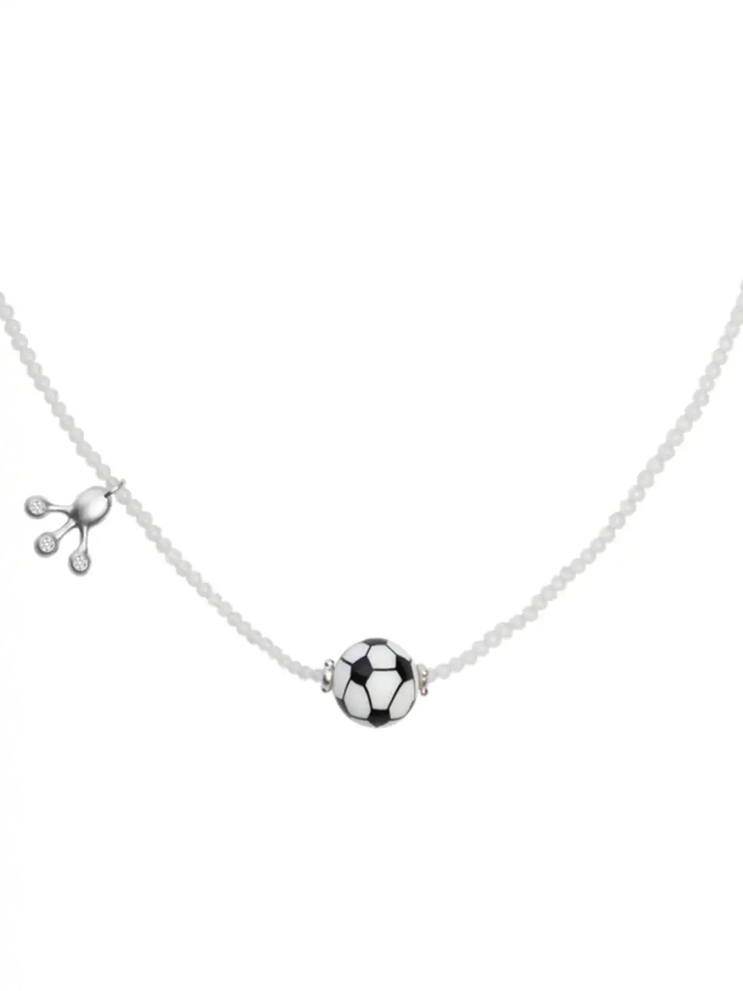 FOMULO | White Agate Soccer Frog Claw Necklace