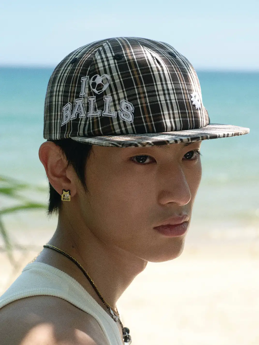 FOMULO | Neutral Embroidery Flat Brim Hat