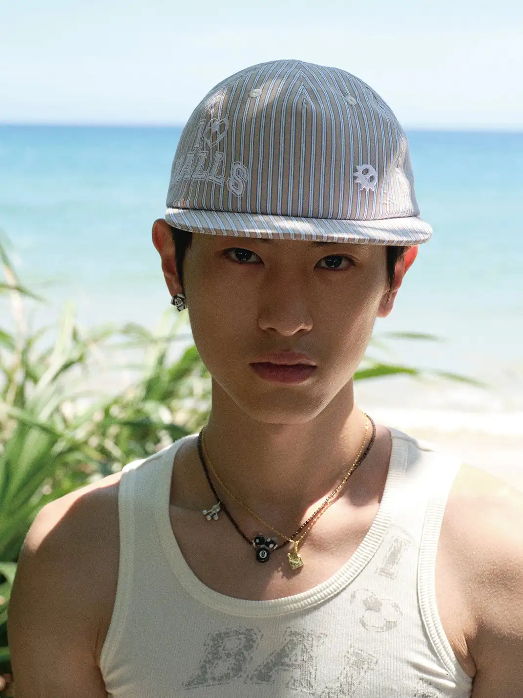 FOMULO | Neutral Embroidery Flat Brim Hat