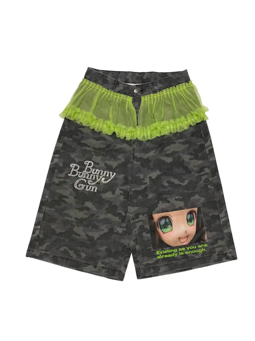 Bunnybunnygun | Sweet Cool Camouflage Lace Denim Capri Pants