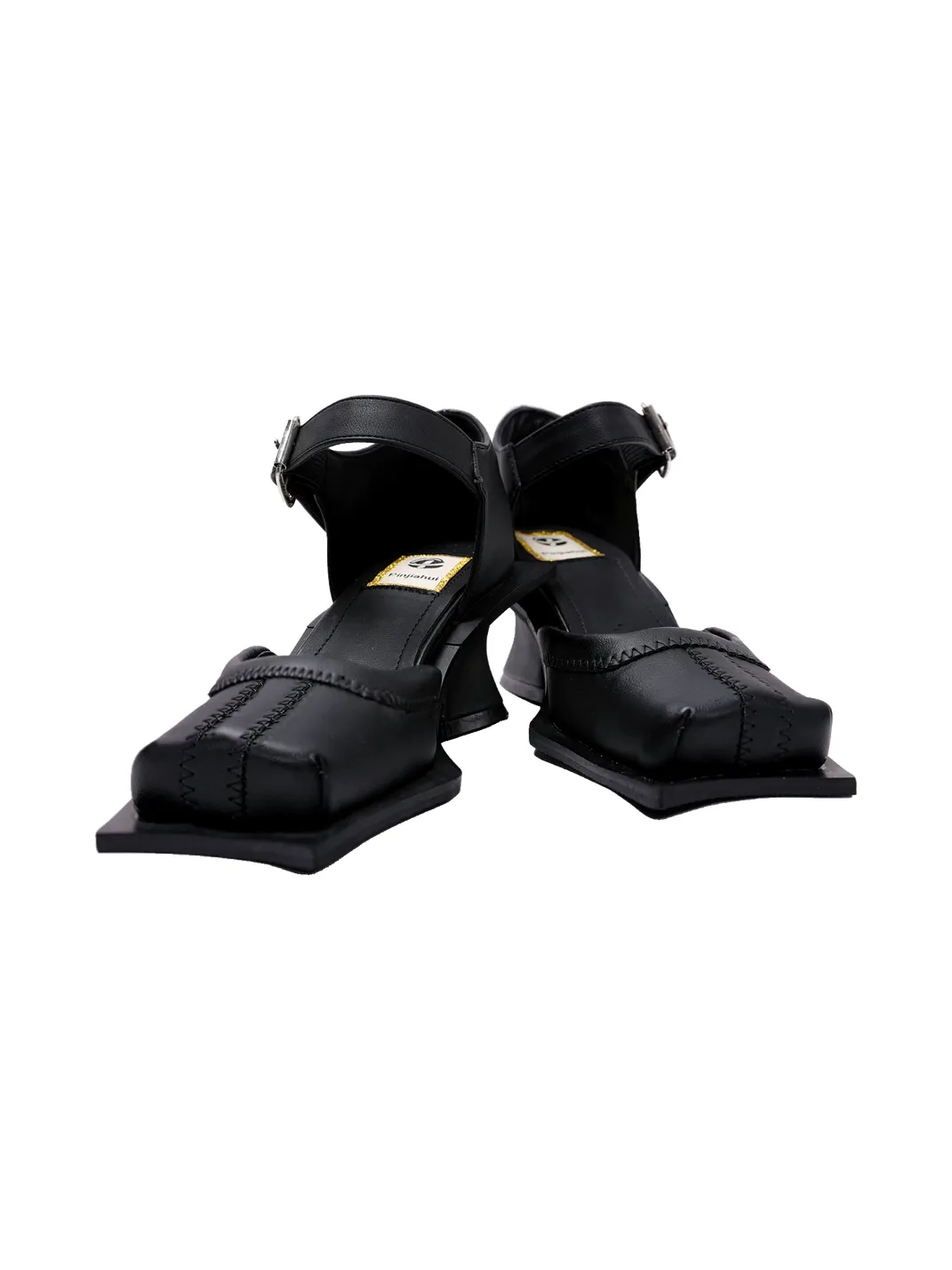 PINJIAHUI | Square Toe One-Strap Block Heel Sandals