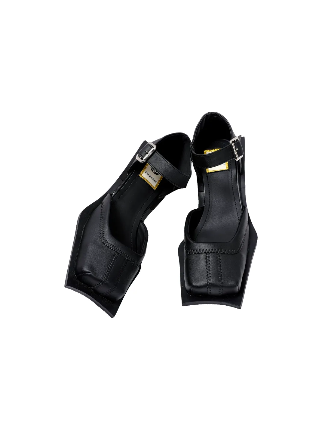 PINJIAHUI | Square Toe One-Strap Block Heel Sandals