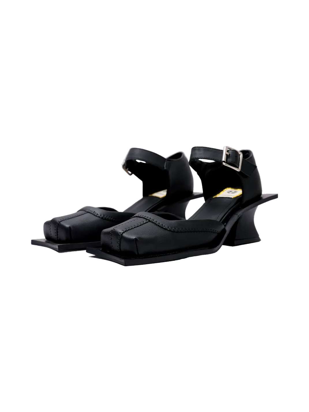 PINJIAHUI | Square Toe One-Strap Block Heel Sandals