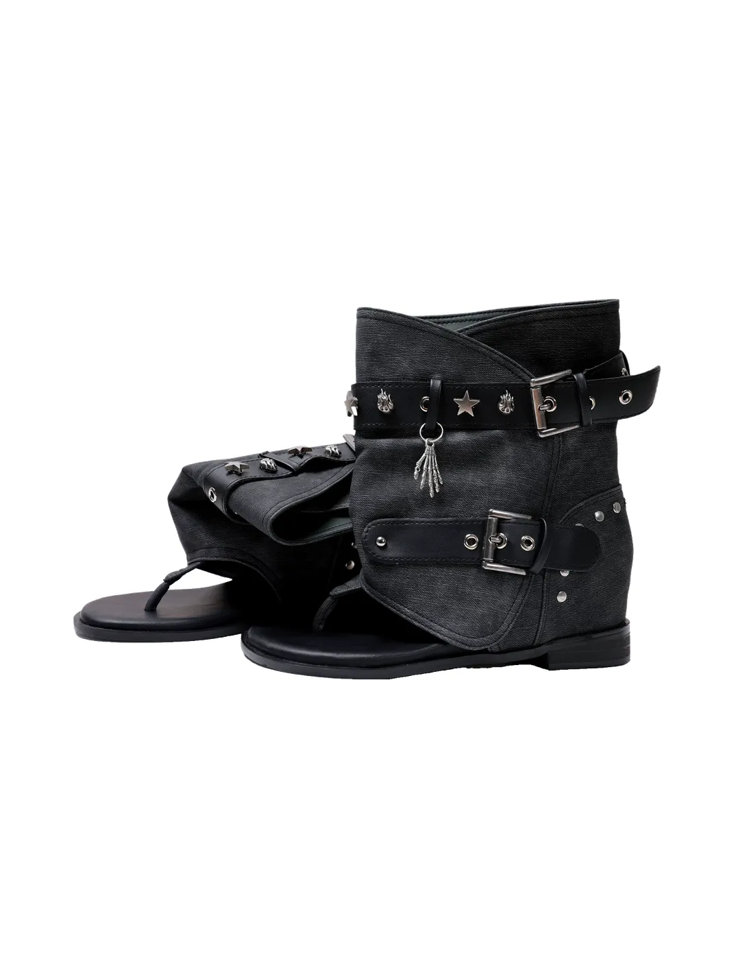 PINJIAHUI | Thong Denim Ankle Sandal Boots
