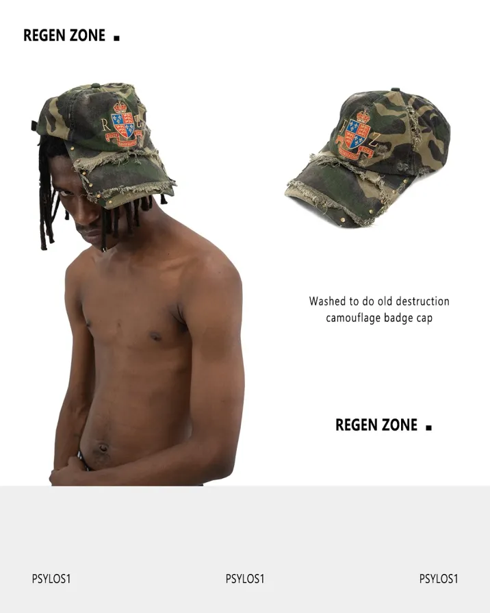 regen zone Camouflage series ”Lord of War“ series digital brush wax straight leg imitation leather jeans and cowhide brush hooded flight jacket (2/5)