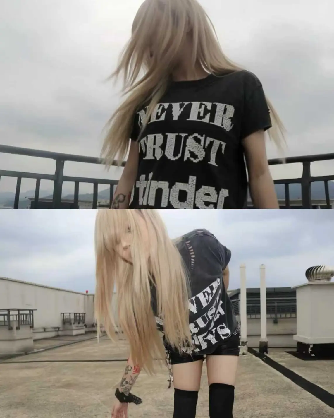 Cute enough to stare. Wrong enough to touch. 99CLUB Available at psylos1.com #99club #psylos1 #grungegirl #altstreetwear (4/5)