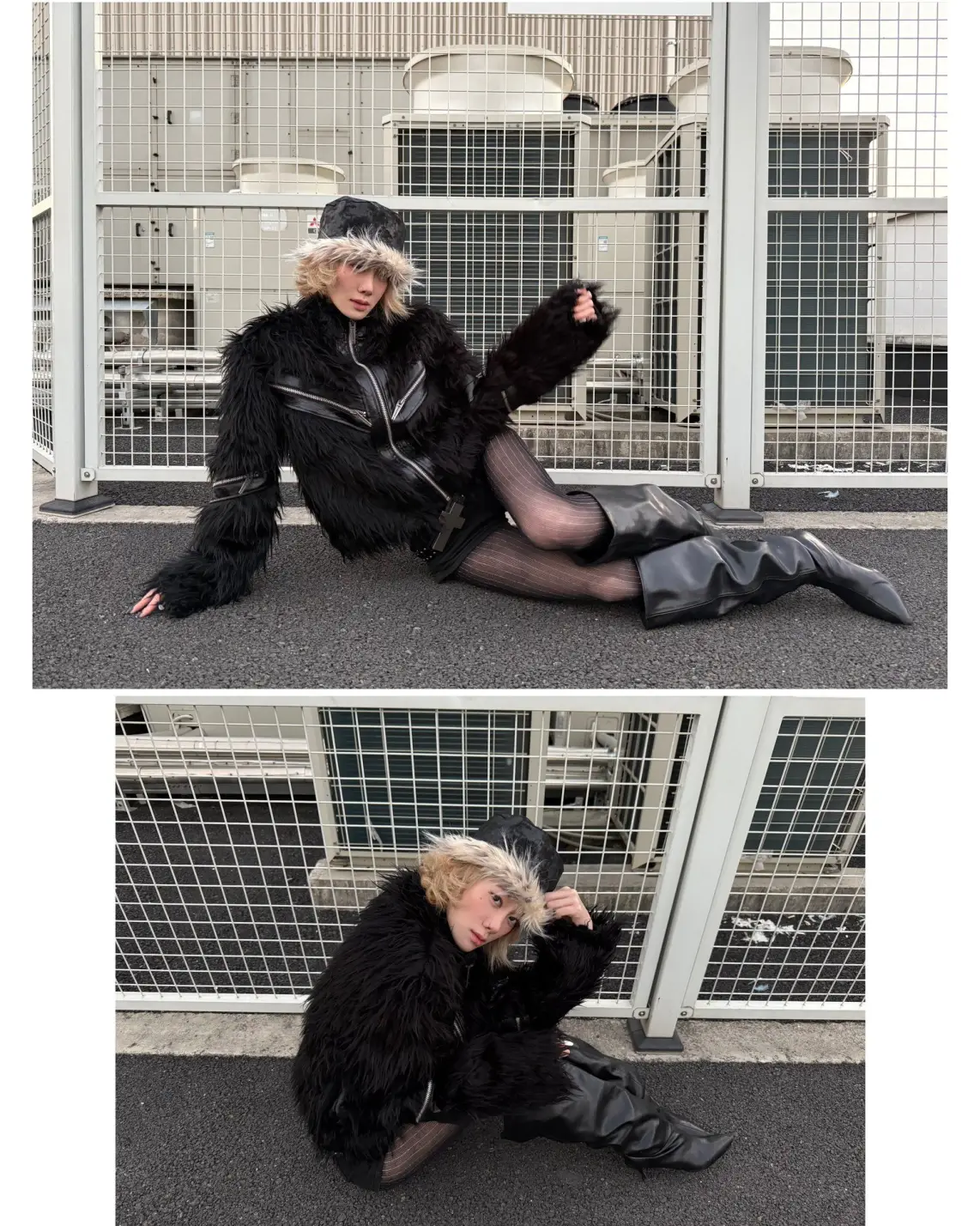 Fur on the outside. Teeth underneath. Dress like you bite back. REBEL WAVE Shop now at psylos1.com #rebelwave #psylos1 #darkfashion #streetavantgarde (5/7)