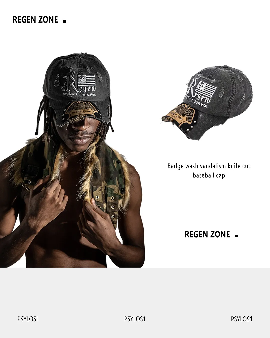 regen zone Camouflage series ”Lord of War“ series digital brush wax straight leg imitation leather jeans and cowhide brush hooded flight jacket (4/5)