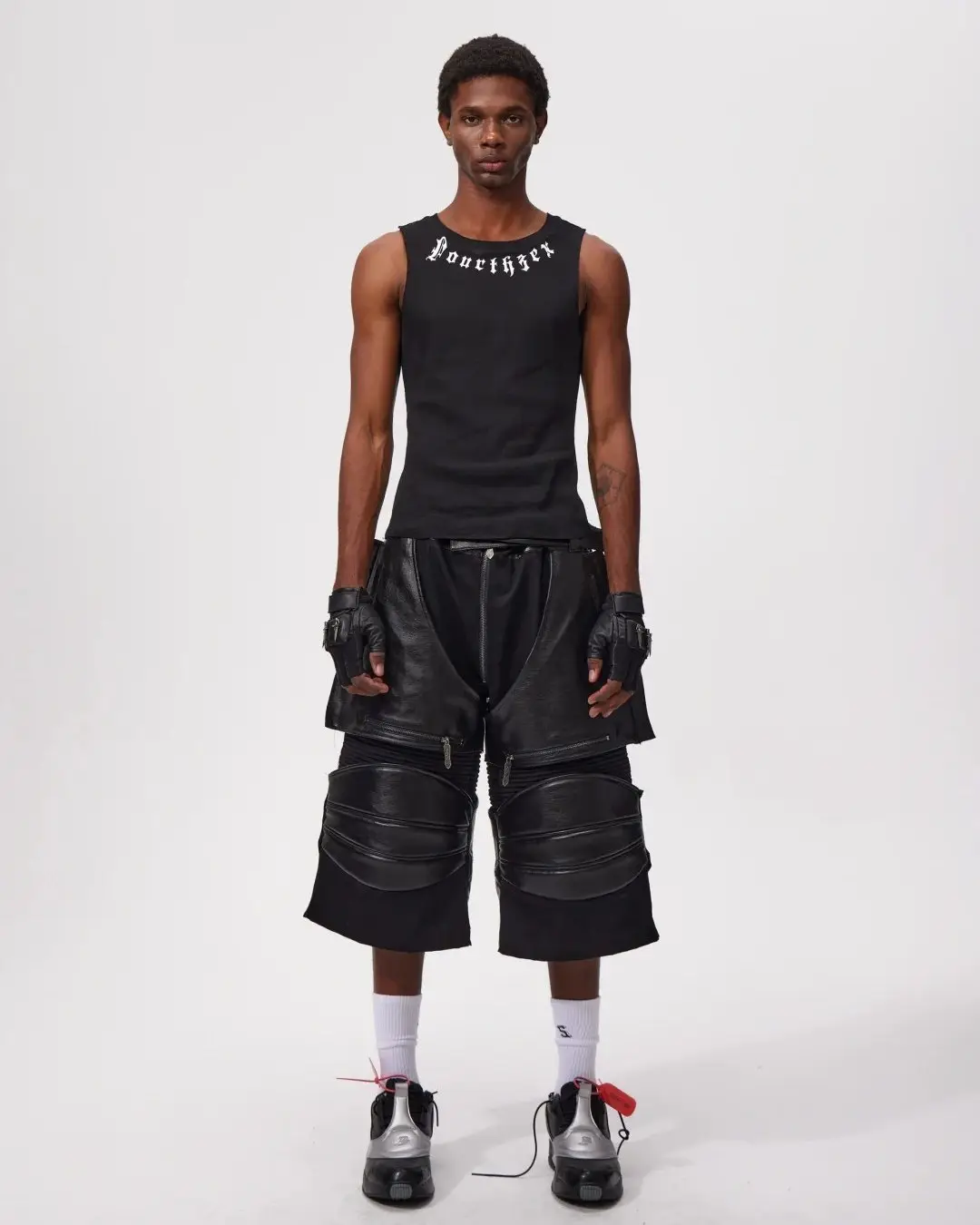 Structure meets chaos. 馃彺 The Void-Sector Armored Shorts redefine the silhouette with heavy ribbed plating, modular zippers, and industrial hardware. A glitch in the simulation designed for those who walk the edge of reality. 鈿欙笍 Link in bio to acquire. #fourth3ex #techwear #avantgardefashion #cyberpunk #darkwear #postapocalyptic (3/8)