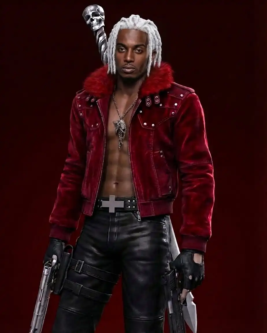 PSYLOS1 — Devil On. Cold look. Sharp vibe. Wear power. Tap in psylos1.com -REGEN ZONE | War Horse Rhinestone Necklace -SGW | Snake Bone Embroidered Rivet Cropped PU Jacket #Rebelwave #DevilMode #Streetwear #playboicarti #devilmaycry (2/4)