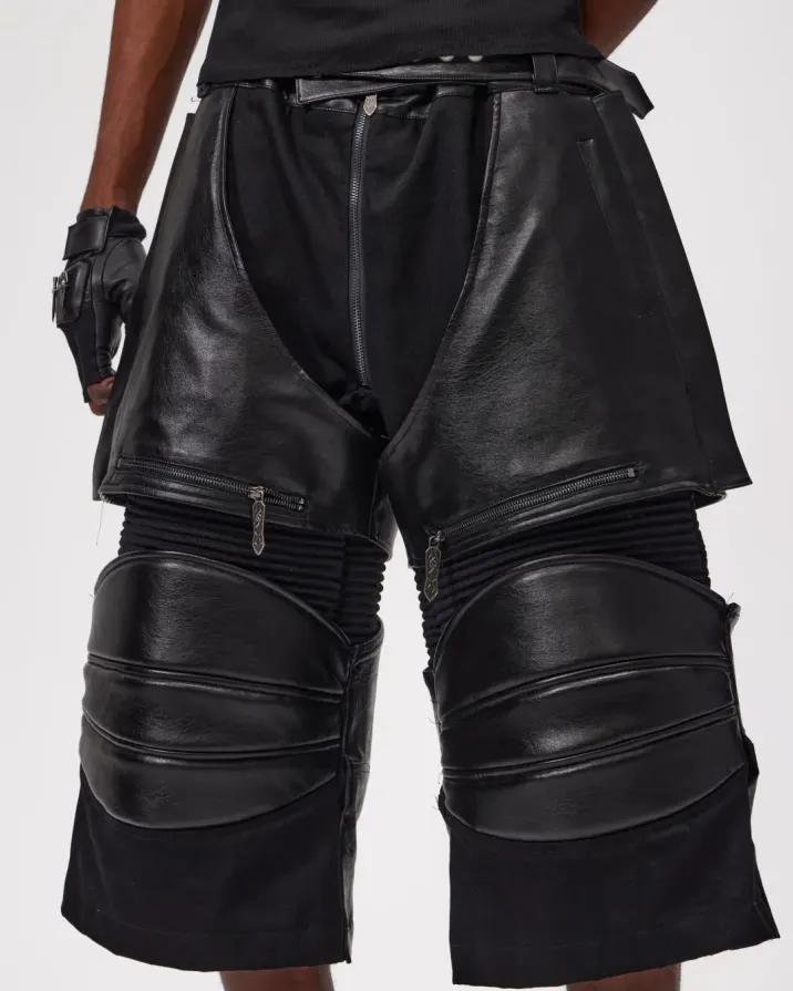 Structure meets chaos. 馃彺 The Void-Sector Armored Shorts redefine the silhouette with heavy ribbed plating, modular zippers, and industrial hardware. A glitch in the simulation designed for those who walk the edge of reality. 鈿欙笍 Link in bio to acquire. #fourth3ex #techwear #avantgardefashion #cyberpunk #darkwear #postapocalyptic (8/8)