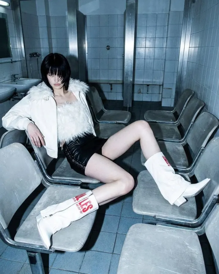 Clinical light, feral pulse. A sterile room made unsafe by style. Own the edge at psylos1.com REBEL WAVE #REBELWAVE #psylos1 #cybergrunge #futurefashion #darkstyle (3/6)