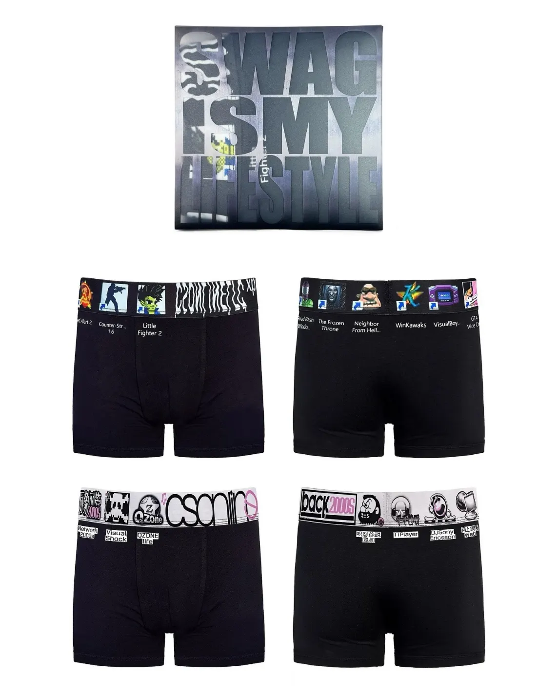 Digital decay. Shortcuts to nowhere. Hack the dress code. PSYLOS1 | Desktop Shortcut Boxers Shop now at psylos1.com #cybercore #y2kfashion #glitchmode #streetwear (7/7)