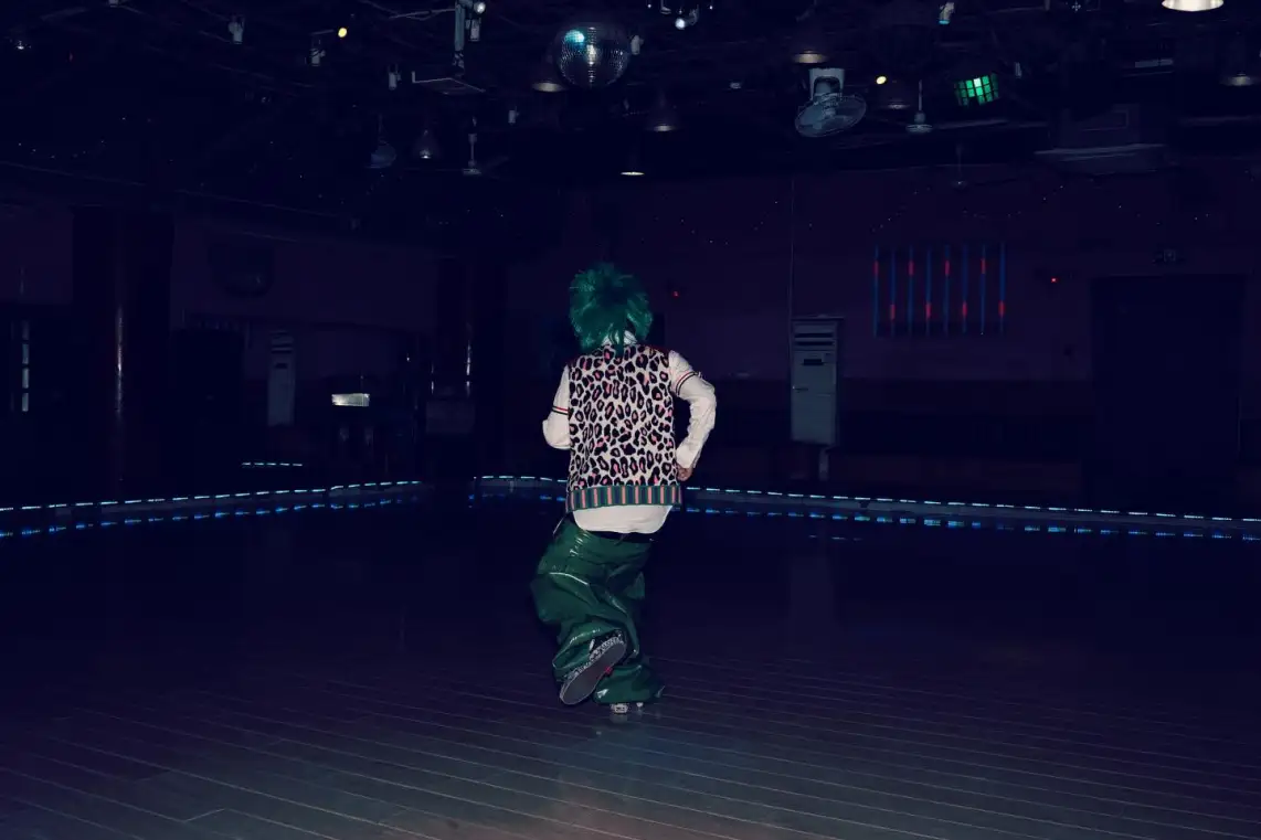 REBEL WAVE green liquid leather wide-leg pants. In an endless ski mask and Comme des Garçons Homme tank top. #ootd #outfit #fyp #commedesgarçons #streetwear (10/10)
