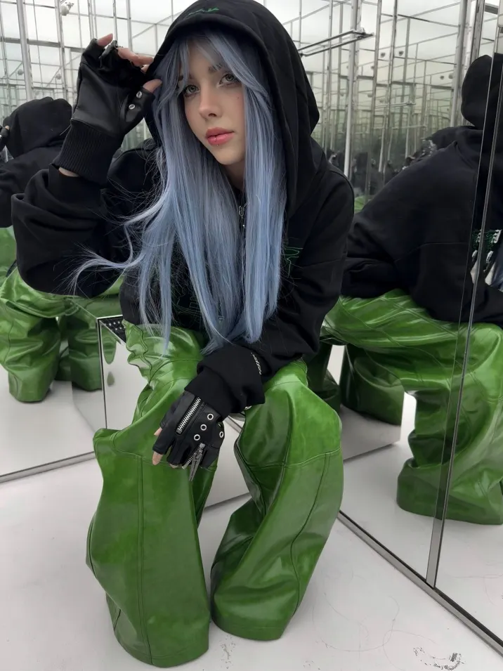 A new mutation hits the street. Liquid shine, sculpted volume — built for the bold. ⚡ New drop now live at psylos1.com REBEL WAVE | GREEN LIQUID LEATHER WIDE-LEG PANT #REBELWAVE #psylos1 #newdrop #streetavantgarde #darkfashion #futureaesthetic (4/4)