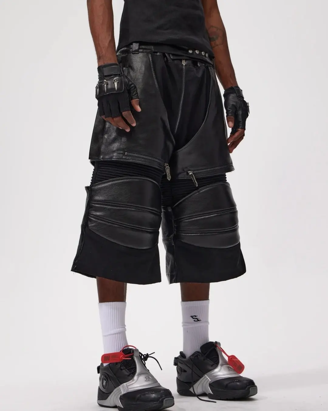 Structure meets chaos. 馃彺 The Void-Sector Armored Shorts redefine the silhouette with heavy ribbed plating, modular zippers, and industrial hardware. A glitch in the simulation designed for those who walk the edge of reality. 鈿欙笍 Link in bio to acquire. #fourth3ex #techwear #avantgardefashion #cyberpunk #darkwear #postapocalyptic (6/8)