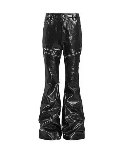 Reality fractures when you wear the noise. Disrupt the silence with heavy metal aesthetics. Claim your armor at PSYLOS1.COM REBEL WAVE | Liquid Metal Coated Wax Pants Flared Jeans #CyberPunk #IndustrialFashion #RebelWave #DarkAesthetic (6/7)