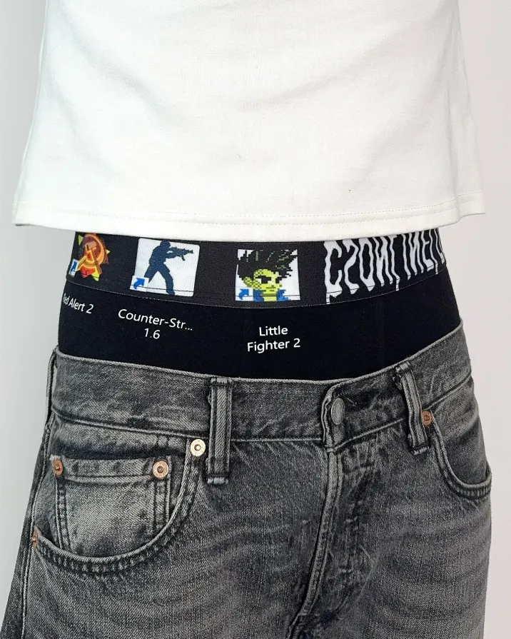 Digital decay. Shortcuts to nowhere. Hack the dress code. PSYLOS1 | Desktop Shortcut Boxers Shop now at psylos1.com #cybercore #y2kfashion #glitchmode #streetwear (2/7)